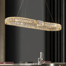 Axyaa Luxury Gold Metal Crystal LED Pendant Chandeliers for Home, Restaurant, Hotel
