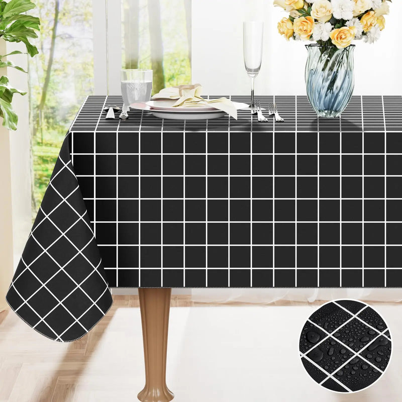 Axyaa Buffalo Flannel Backed Tablecloth: Waterproof, Wipeable, Outdoor, Rectangle Table Cover