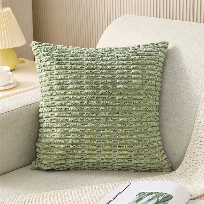 Axyaa Soft Striped Corduroy Throw Pillow Covers in 45x45cm