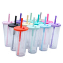 Axyaa Double-layer Plastic Straw Cup with Sleeve - Portable, Reusable, and Stylish
