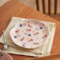 Axyaa Hand-Pinch Ceramic Plate - Vintage Floral Patterns - Multi-Use Serving Plate