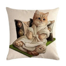 Axyaa Pet Animal Print Linen Pillowcase 45*45cm for Office Sofa Decoration
