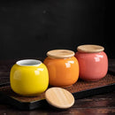 Axyaa Ceramic Tea Jar with Bamboo Lid for Home Storage and Decoration