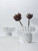 Axyaa White Lace Ceramic Vase - Handcrafted Home Decoration Essentials