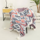 Axyaa Bohemian Knit Sofa Cover & Summer Blanket with Air Conditioning Features