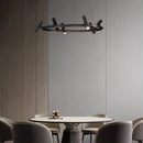 Axyaa LED Metal Chandelier: Minimalist Suspension Light for Dining Room Height Adjustable