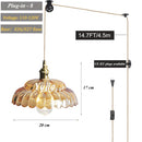 Axyaa Glass Pendant Light E27 Base Adjustable Ceiling Lamp for Living Room