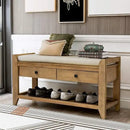 Axyaa Entry Shoe Bench with Cushioned Seat, 2 Drawers & Slatted Shelf