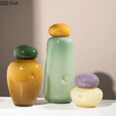 Axyaa Glass Vase with Cover: Decorative Desk & Room Aesthetic Floral Pot