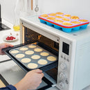 Axyaa Silicone 12-Hole Round Mold for Baking Cupcakes and Cookies