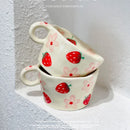 Axyaa Strawberry Flower Hand-painted Ceramic Mug for Children
