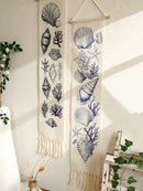 Boho Coastal Seashell Wall Hanging Tapestry by Axyaa - Nautical Beach Home Decor