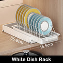 Axyaa Pull Out Dish Rack with Drainboard & Drawer Storage Mesh Basket