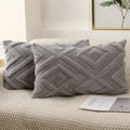 Axyaa Snowflake Velvet Cream White Pillow Cover, Rhombus Pattern for Home Decor