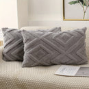 Axyaa Snowflake Velvet Cream White Pillow Cover, Rhombus Pattern for Home Decor