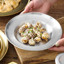 Axyaa Stainless Steel Large Pasta Plate Shallow Dish Salad Bowl Vintage Kitchen Tableware