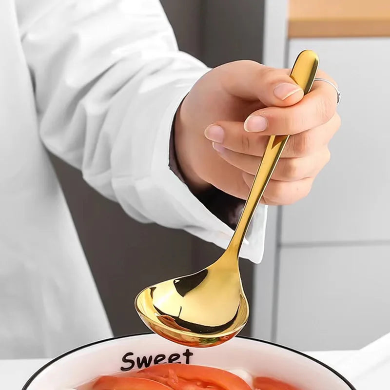 Axyaa Stainless Steel Golden Ladle Soup Spoon Colander Kitchenware