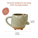 Axyaa Cute Elephant Ceramic Tea and Coffee Mug Set with Tea Bag Holder