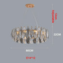 Axyaa Smoky Gray Crystal Round Chandelier LED Light Fixture for Modern Luxury Living Room