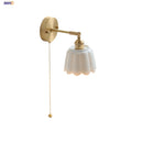 Axyaa Ceramic Copper LED Wall Lights with Pull Chain Switch for Bedroom Reading