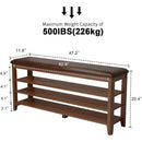 Axyaa Adjustable Height Shoe Bench with Leather Cushion