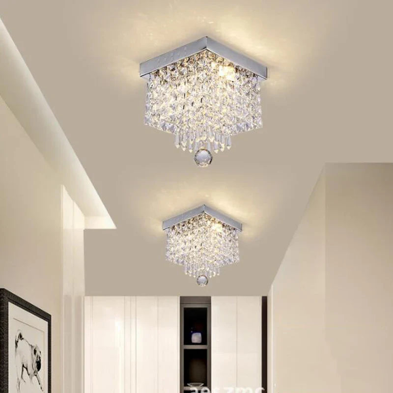 Axyaa Crystal Square Ceiling Lamp: Modern Lighting for Home Decor