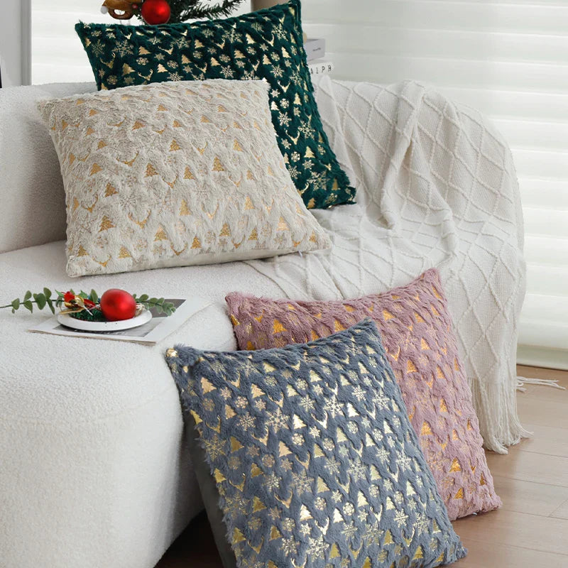 Axyaa Christmas Cushion Cover 45x45cm for Living Room Sofa, Deer Snowflake Design