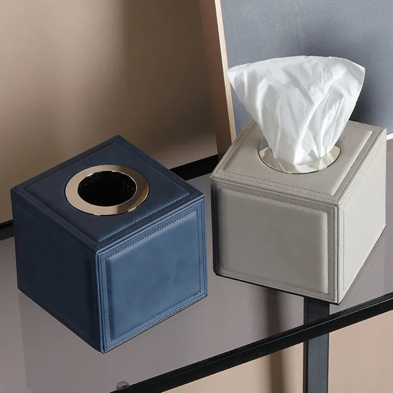 Axya Imitation Leather Tissue Box Square Storage Home Decor