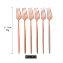 Axyaa Mirror Stainless Steel Dinner Fork Set - 6Pcs Flatware Gold Silverware
