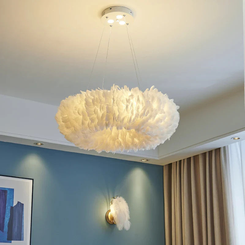 Axya Nordic Feather Pendant Lamps - Warm & Romantic Bedroom Lighting