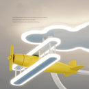 Axyaa Cartoon Plane Chandelier Light Remote Control for Kids' Room, School Ceiling Lamp