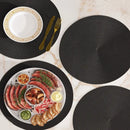 Axyaa Christmas Black Round Woven Placemats Set for Kitchen Tables - 6PCS