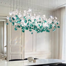 Axyaa Nordic Green Stone Glass LED Pendant Chandeliers for Dining Room
