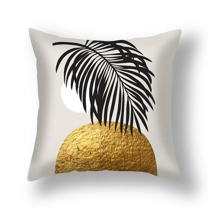 Black Gold Sun Cushion Cover Vase - Axyaa Home Pillowcase Square Cushions