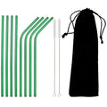 Axyaa Stainless Steel Straws Set with Cleaning Brush - Colorful, Reusable Metal Straws