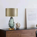 Axyaa Glass Table Lamp White Gold Color Fabric Lampshade Study Living Bedroom Desk Light
