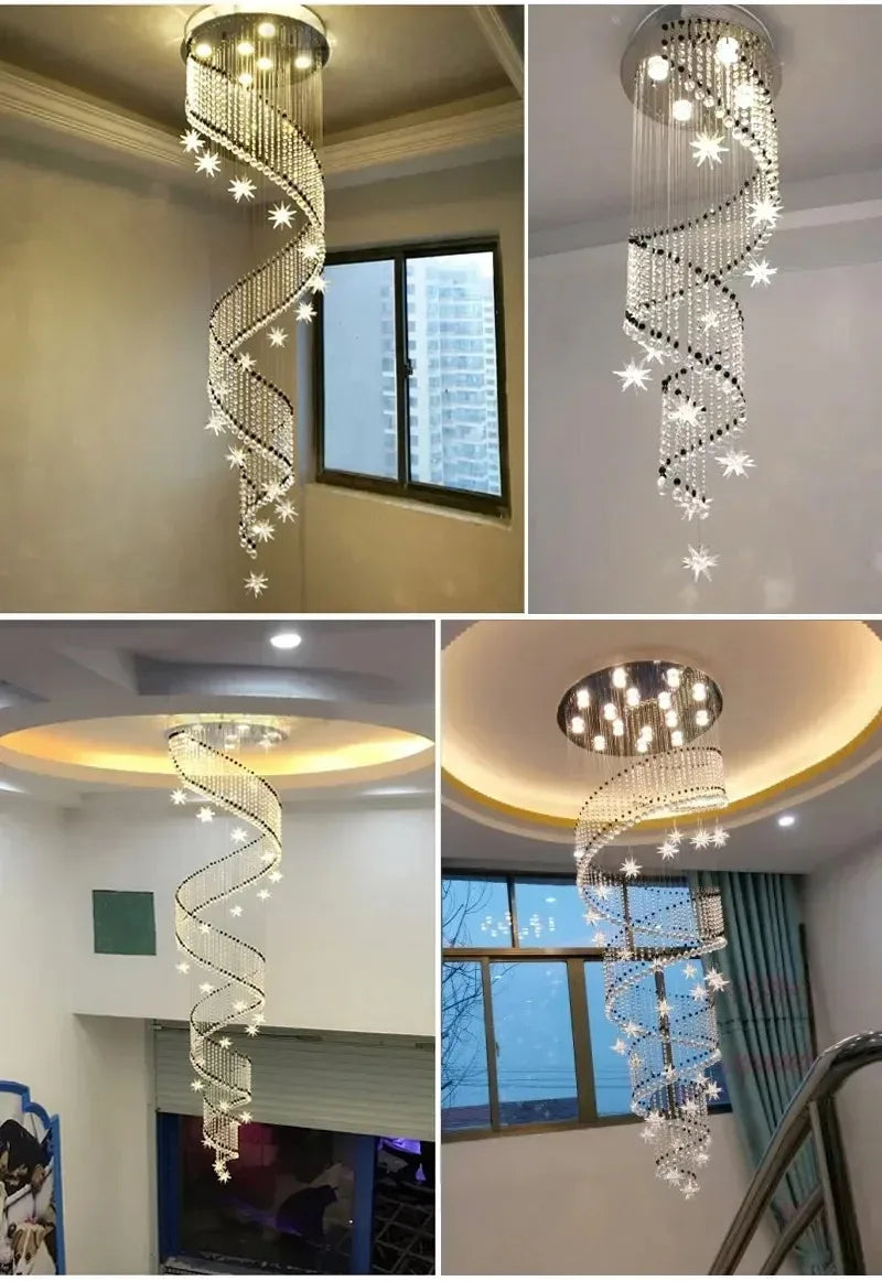 Axyaa Crystal Spiral Staircase Chandelier for Modern Home Decor