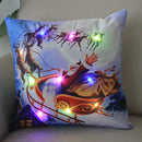 Axyaa LED Christmas Pillowcase 18x18 Inch Santa Snowman Cartoon Glowing Decor