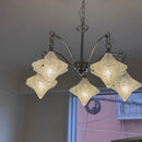 Axyaa Vintage Glass Chandeliers Retro Chrome LED Pendant Lights