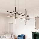 Axyaa Gold Black Linear LED Chandelier for Hotel Dinning Room
