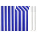 Axyaa Glass Straws Set with Cleaning Brushes for Drinks & Cocktails