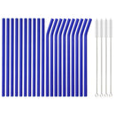 Axyaa Glass Straws Set with Cleaning Brushes for Drinks & Cocktails