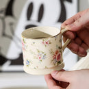 Axyaa European Floral Ceramic Coffee Mug Gold Painted 290ml