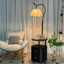 Axyaa Wooden Storage Rack Integrated Floor Lamps LED for Bedside Table Living Room