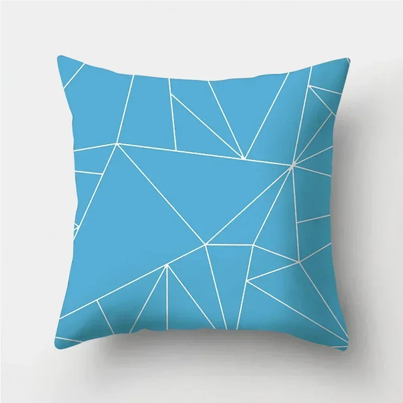 Axyaa Blue Geometric Pattern Cushion Cover for Living Room Sofa Decoration
