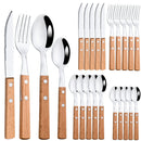 Axyaa 24-Piece Stainless Steel Wooden Handle Cutlery Set