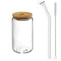 Axyaa Glass Bubble Tea Cup with Straw and Bamboo Lid - Premium Drinking Glass