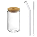 Axyaa Glass Bubble Tea Cup with Straw and Bamboo Lid - Premium Drinking Glass