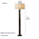 Axyaa Brass Fabric Floor Lamp, LED 3000K Standing Light for Living Room Office