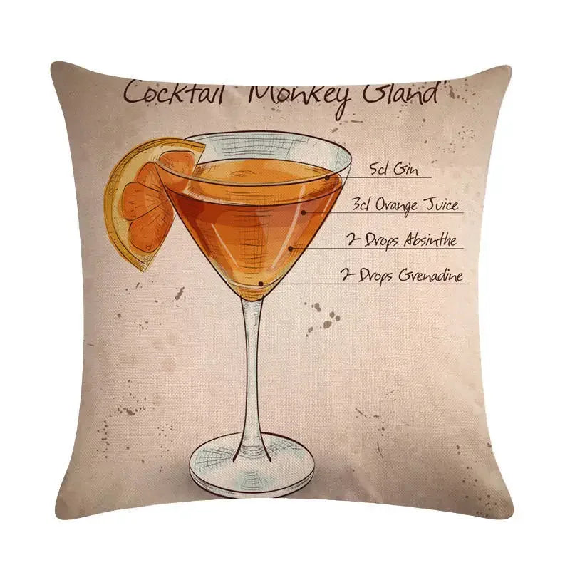 Martini Tequila Print Cushion Cover - Creative Home Decor by Axyaa